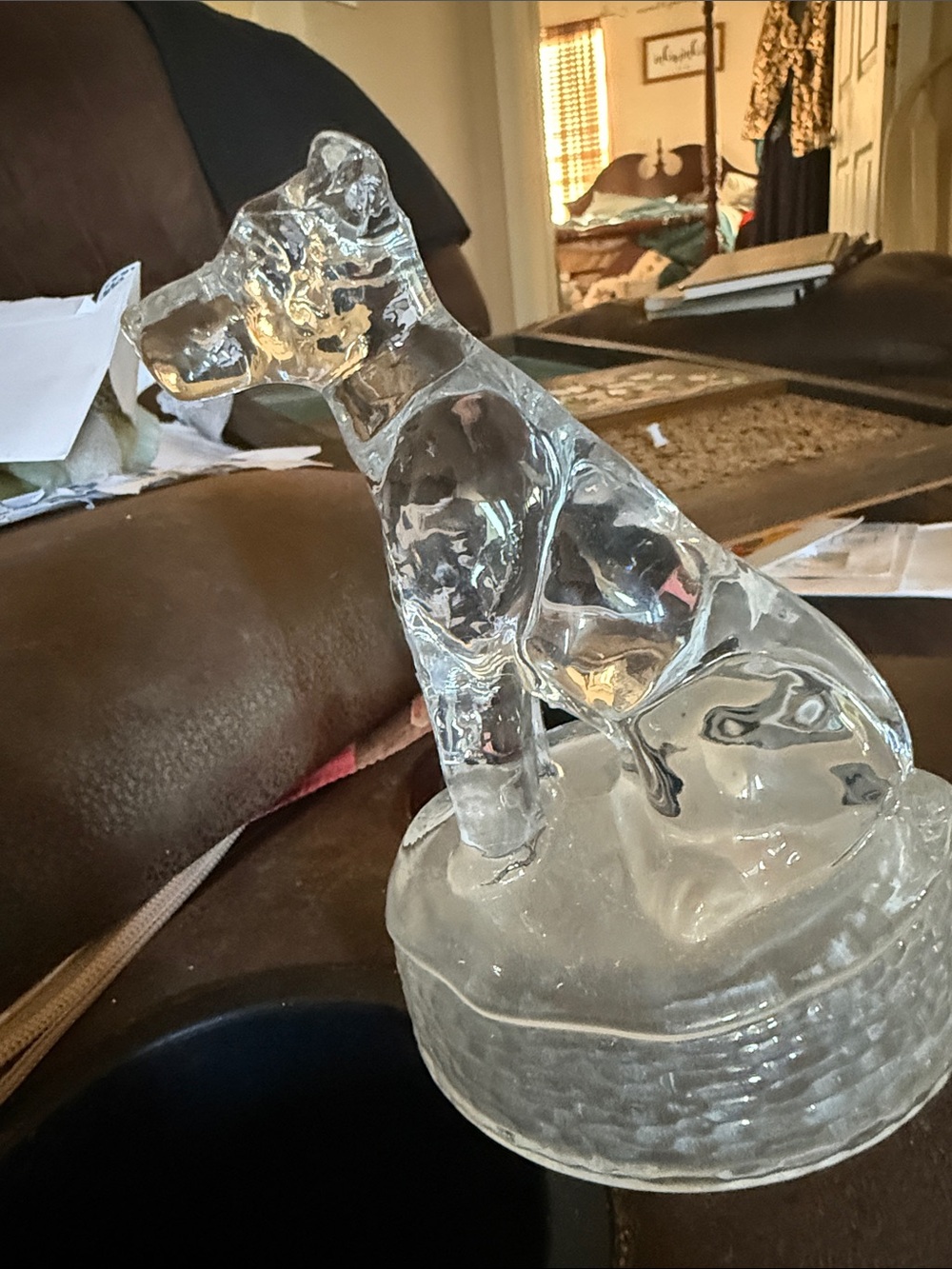 Clear Glass Dog Figurine Decorative Accent